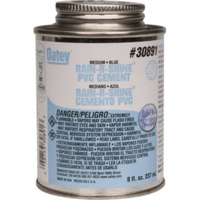 Oatey 8 oz Medium Bodied Cement Blue, Use with PVC up to 6 Diam 30891 – 37035888