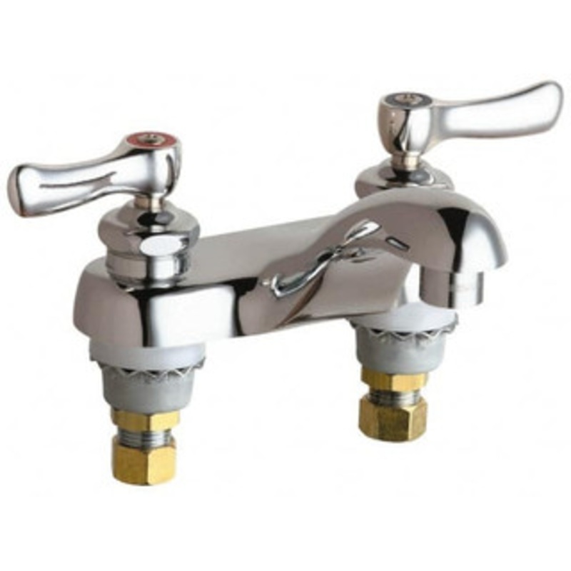 Chicago Faucets Lever Handle, Deck Mounted, Vandal Resistant Bathroom Faucet Two Handle, No Drain, Standard Spout 802-VABCP – 91216135