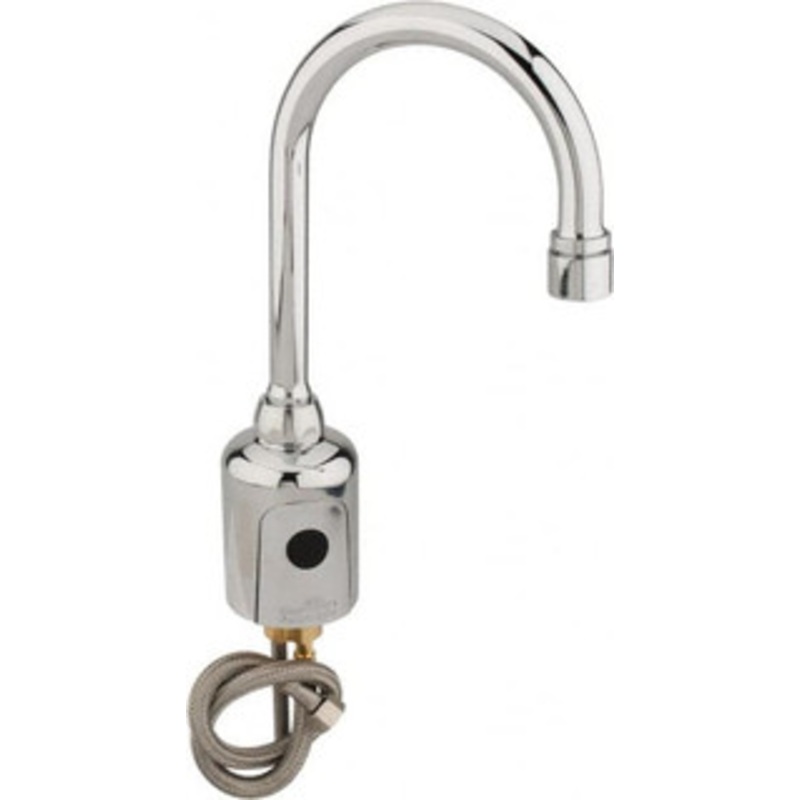 Chicago Faucets Polished Chrome Plated Electronic Single Supply for Tempered Water Sensor Faucet Powered by 6 Volt Lithium CRP2 Battery (Included), Gooseneck Spout, 4 to 8 Mounting Centers 116.203.AB.1 – 40736928