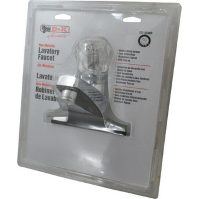 B&K Mueller Knob Handle, Deck Plate Bathroom Faucet One Handle, Pop Up Drain, Standard Spout 121-054 – 65382541