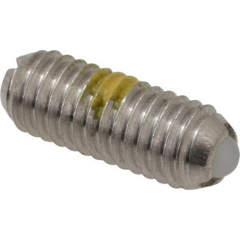 Vlier 10-32, 0.094 Ball Diam, 0.513 Body Length, 0.025 Max Ball Reach, Threaded Ball Plunger Stainless Steel Body, Nylon Ball, 0.5 Lb Initial End Force, 1.5 Lb Final End Force, Locking Element DSSBL52P – 62123112