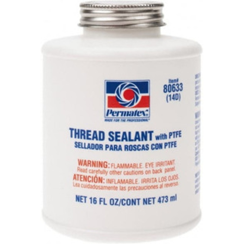 Permatex 16 oz Brush Top Can White Thread Sealant PTFE Based, 300F Max Working Temp, For Use with Fittings 80633 – 77847671