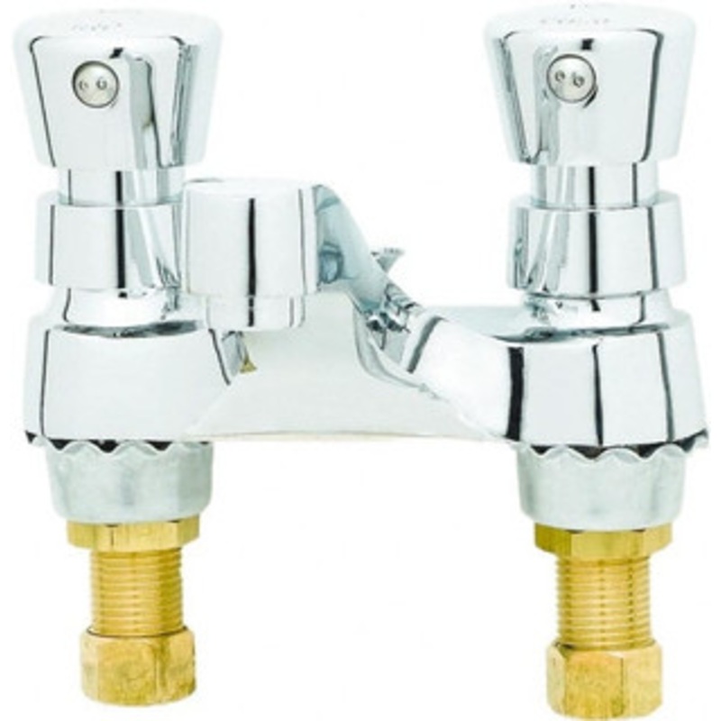 T&S Brass Push Button Handle, Deck Mounted Bathroom Faucet Slow Self-Closing Lavatory Faucet, No Drain, Standard Spout B-0831 – 32072381