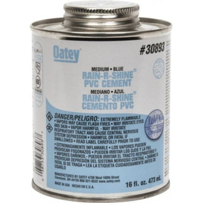 Oatey 16 oz Medium Bodied Cement Blue, Use with PVC up to 6 Diam 30893 – 37035896