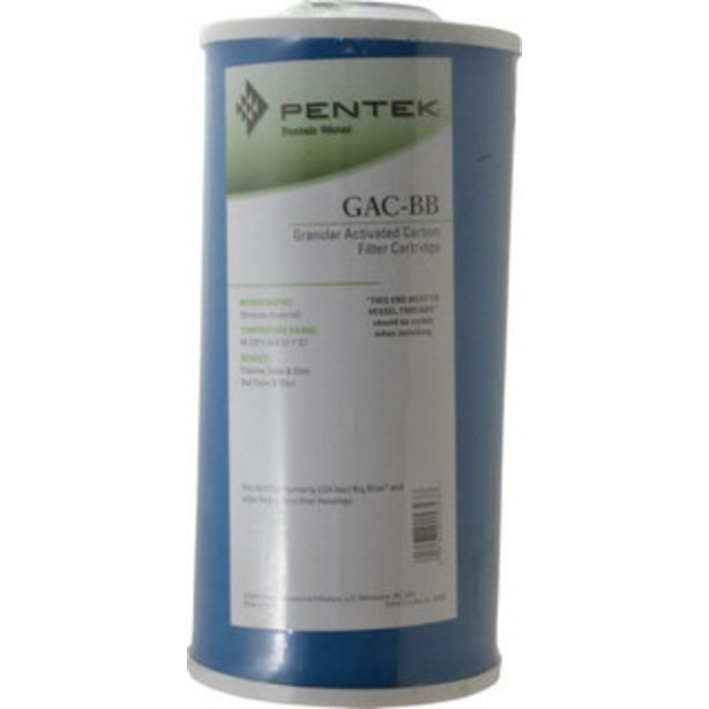 Pentair 4-1/2 OD, 20, Granular Activated Carbon Maximum Absorption Cartridge Filter 10 Long, Reduces Tastes, Odors & Sediments 155153-43 – 37023371