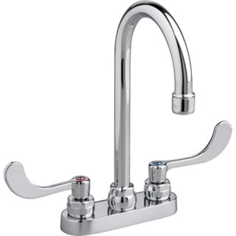 American Standard Lavatory Faucets, Type: Centerset, Spout Type: Gooseneck, Design: Two Handle, Handle Type: Lever, Mounting Centers: 4 (Inch), Drain Type: No Drain 7500170.002 – 48170245