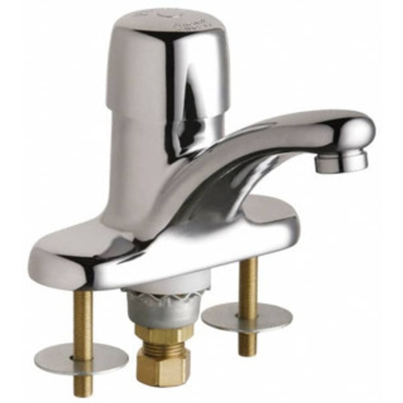Chicago Faucets Round Handle, Deck Mounted Bathroom Faucet One Handle, No Drain, Standard Spout 3400-ABCP – 91216010