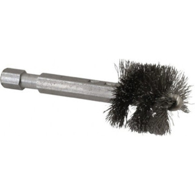Made in USA 7/8 Inch Inside Diameter, 1 Inch Actual Brush Diameter, Carbon Steel, Power Fitting and Cleaning Brush 1/4 Shank Diameter, 2-3/4 Inch Long, Hex Shaft Stem 09-660014-H – 03715679