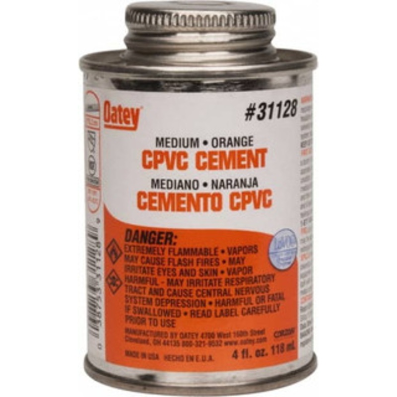 Oatey 4 oz Medium Bodied Cement Orange, Use with CPVC & CTS up to 6 Diam 31128 – 37036076