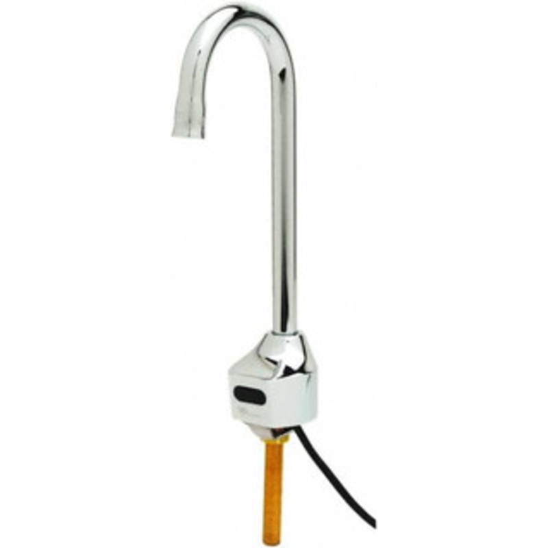 T&S Brass Deck Plate Mounted Electronic User Adjustable Temperature Control Mixer Faucet Powered by 120 Volt AC/DC, Gooseneck Spout, Single Hole Mounting Centers EC-3100 – 32068959