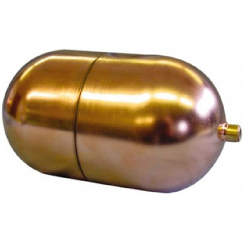 Made in USA 4 Diam x 7 Long, Oblong, Tubed Through Connection, Metal Float 1/4 Rod Thread, Copper, 25 Max psi, 23 Gauge OC4X723T14 – 07429038