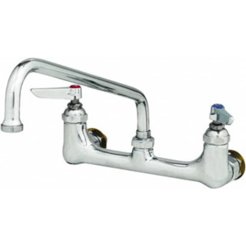 T&S Brass Wall Mount, Kitchen Faucet without Spray Swivel Base Faucet with Ceramic Cartridges, Lever Handle, Low Spout, No Drain B-0231-CC – 32074130