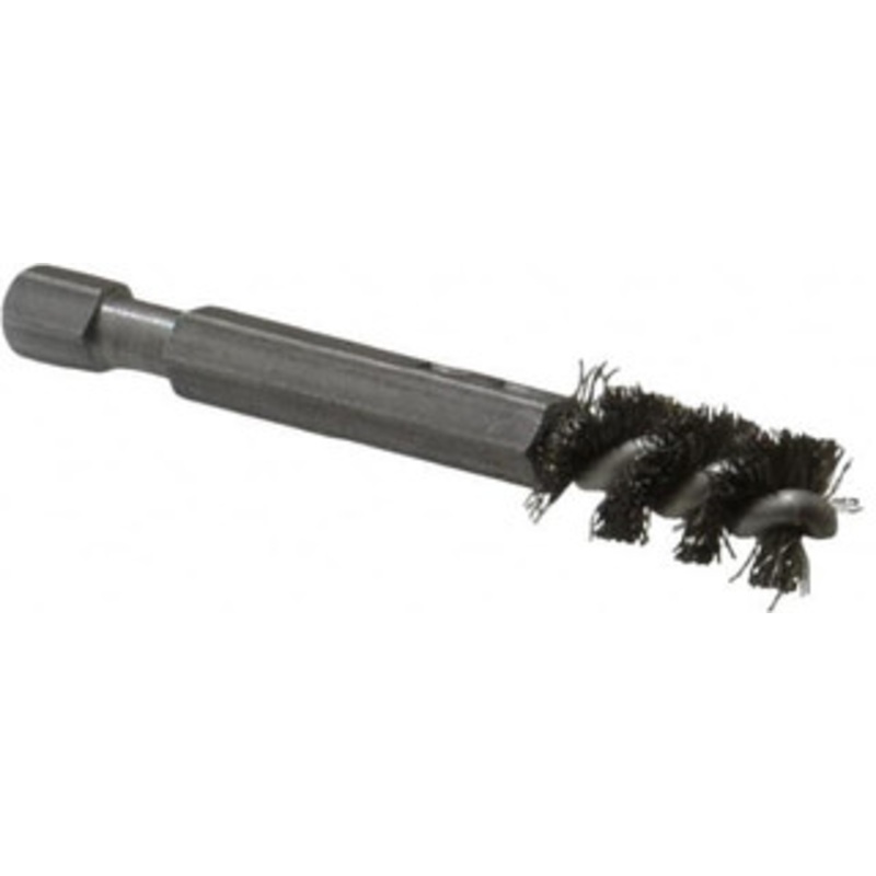 Made in USA 1/4 Inch Inside Diameter, 3/8 Inch Actual Brush Diameter, Stainless Steel, Power Fitting and Cleaning Brush 1/4 Shank Diameter, 2-3/4 Inch Long, Hex Shaft Stem 09-660004-HS – 03715554