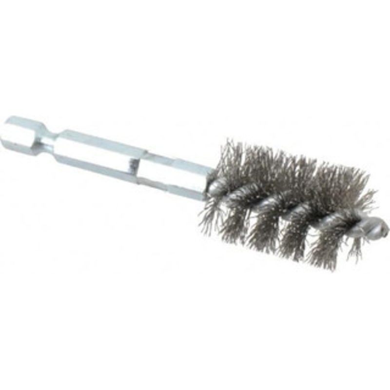 Schaefer Brush 5/8 Inch Inside Diameter, 13/16 Inch Actual Brush Diameter, Carbon Steel, Power Fitting and Cleaning Brush 1/4 Shank Diameter, 3-1/8 Inch Long, Hex Shaft Stem, 3/4 Inch Refrigeration Outside Diameter 09547-12 – 56489222
