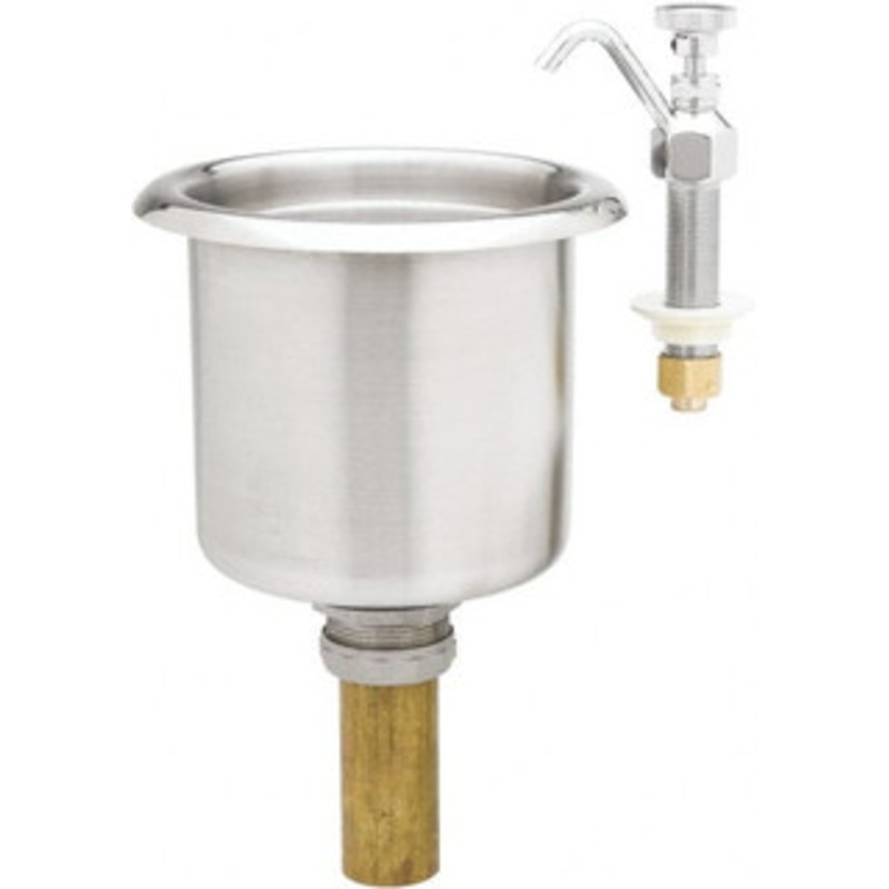 T&S Brass Faucet Mount, Single Hole Bar and Hospitality Faucet Dipperwell Faucet and Bowl, Knob Handle, Low Spout, External Drain B-2282-01 – 32074189