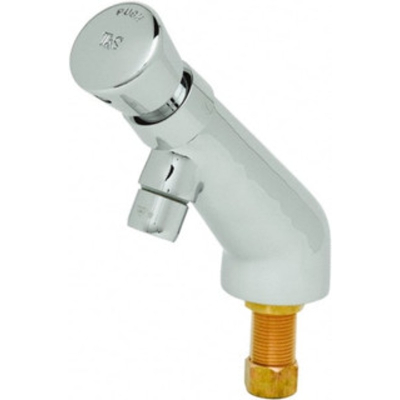 T&S Brass Push Button Handle, Deck Mounted Bathroom Faucet One Handle, No Drain, 6 Cast Spout B-0805 – 32072431