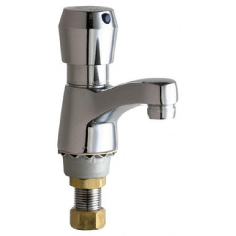 Chicago Faucets Round Handle, Deck Mounted Bathroom Faucet One Handle, No Drain, Standard Spout 333-665PSHABCP – 91215996