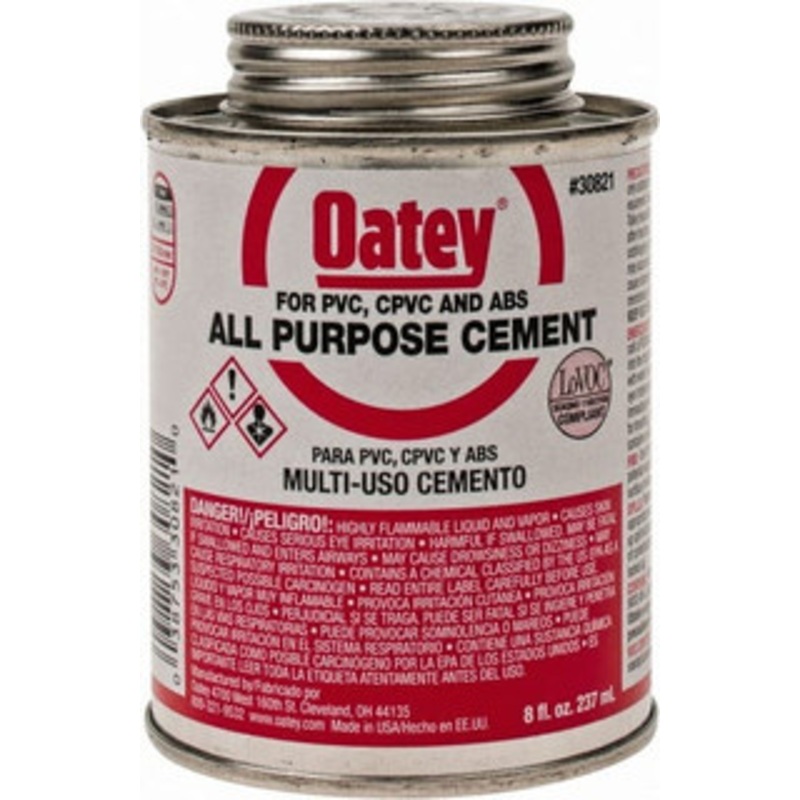 Oatey 8 oz All-Purpose Medium Bodied Cement Clear, Use with ABS, PVC & CPVC up to 6 Diam 30821 – 37035730