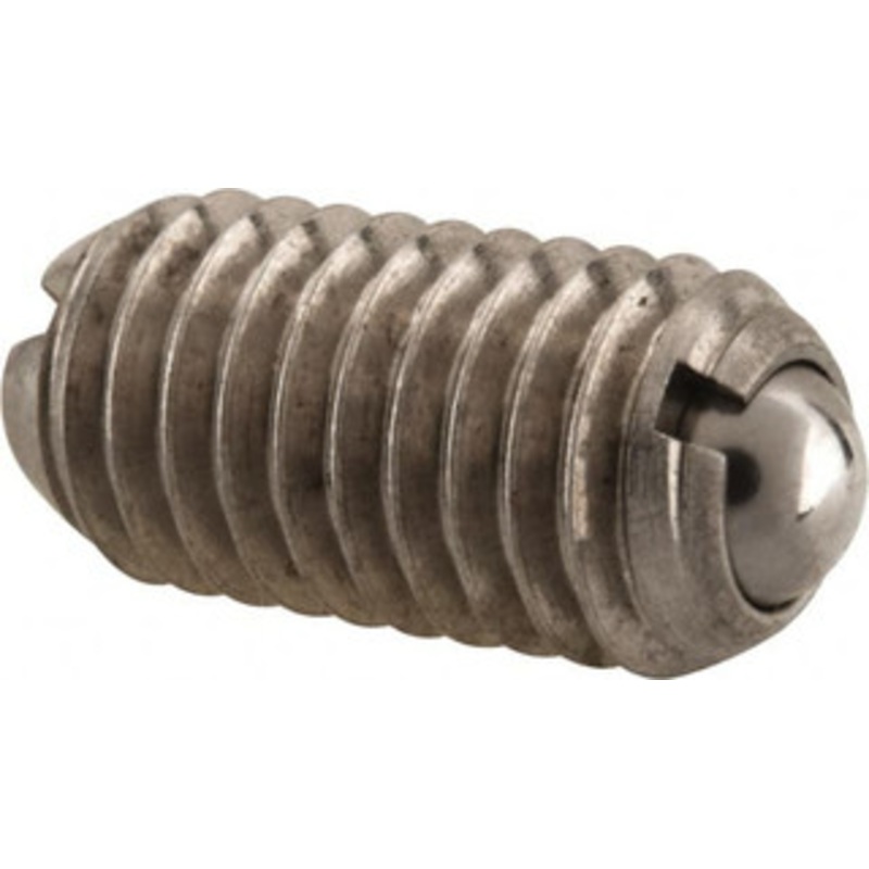 Vlier M8x1.25, 5mm Ball Diam, 16mm Body Length, 1.5mm Max Ball Reach, Threaded Ball Plunger Stainless Steel Body, Stainless Steel Ball, 9 Lb Initial End Force, 13.49 Lb Final End Force, Locking Element SBMH8N – 62122304