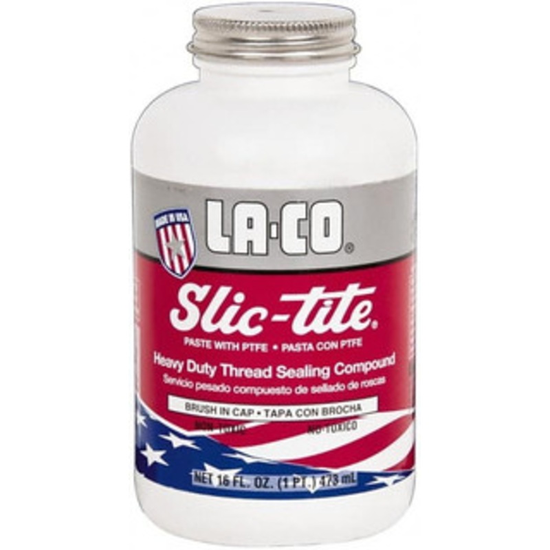 LA-CO 1 Pt Brush Top Can White Thread Sealant Paste with PTFE, 500F Max Working Temp, For Metal, PVC, CPVC & ABS Plastic Pipe Threads 42029 – 89954549