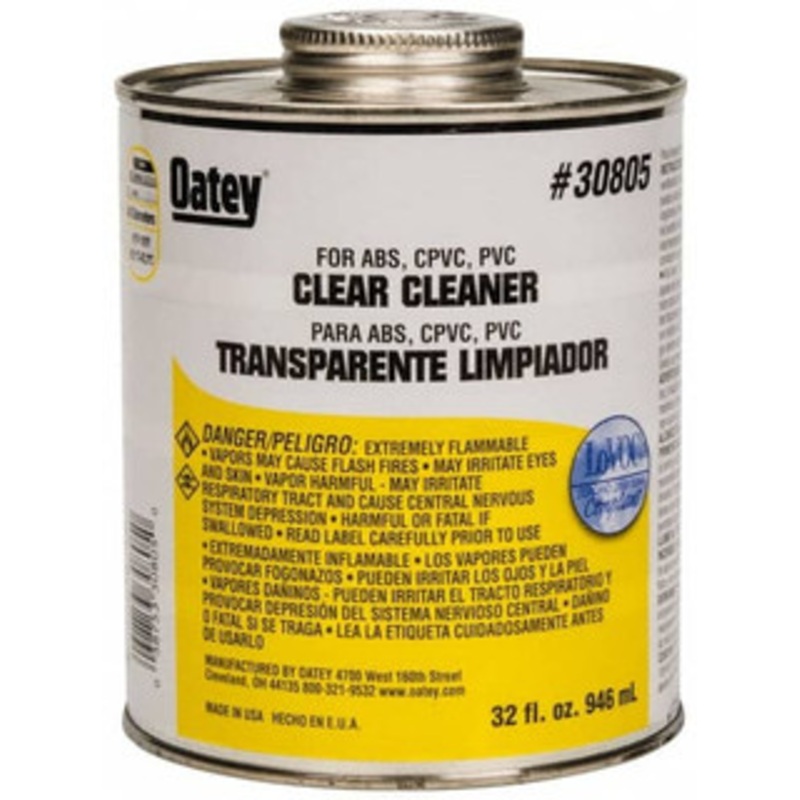 Oatey 32 oz All-Purpose Cleaner Clear, Use with ABS, PVC & CPVC For All Diameters 30805 – 37035953