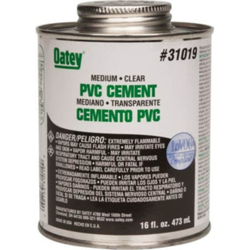 Oatey 16 oz Medium Bodied Cement Clear, Use with PVC up to 6 Diam 31019 – 37035797