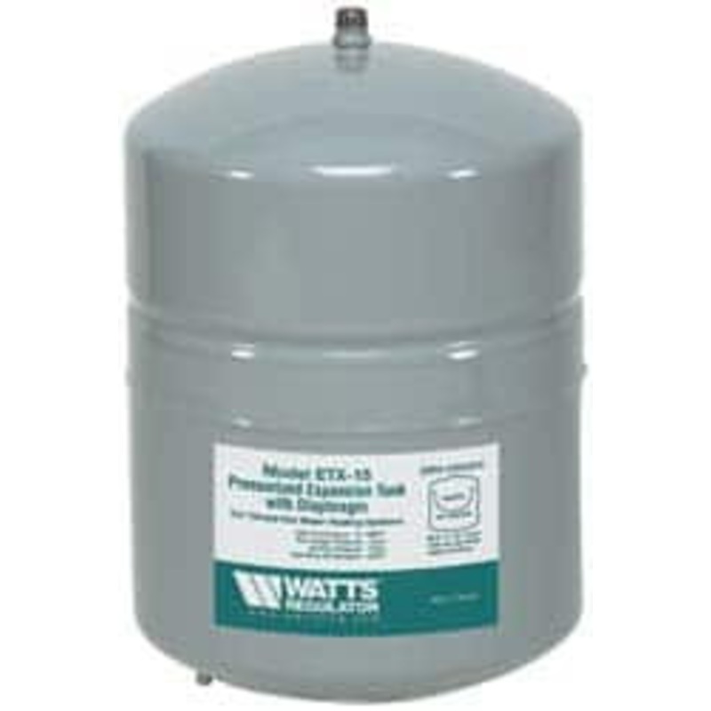 Watts 3.0 Gallon Capacity, 6 Gallon Tank, 11-3/8 Inch Diameter, 17-3/16 Inch High, 1/2 Inch Port, Expansion Tank Steel, Polymer Coating 0066607 – 03998564