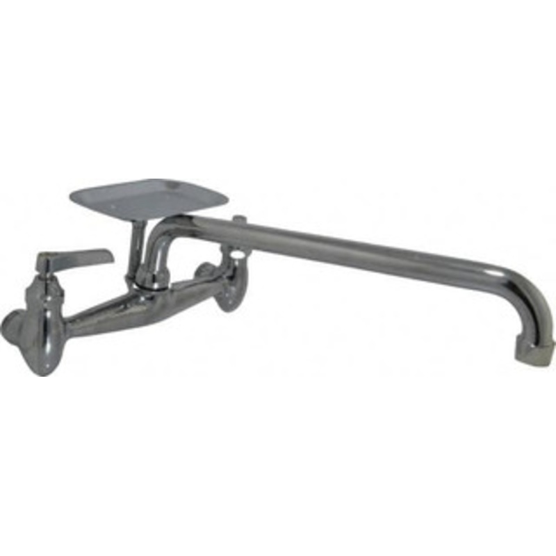B&K Mueller Spout with Soap Dish, Two Handle Design, Chrome, Industrial and Laundry Faucet Lever Handle 223-015 – 70147236