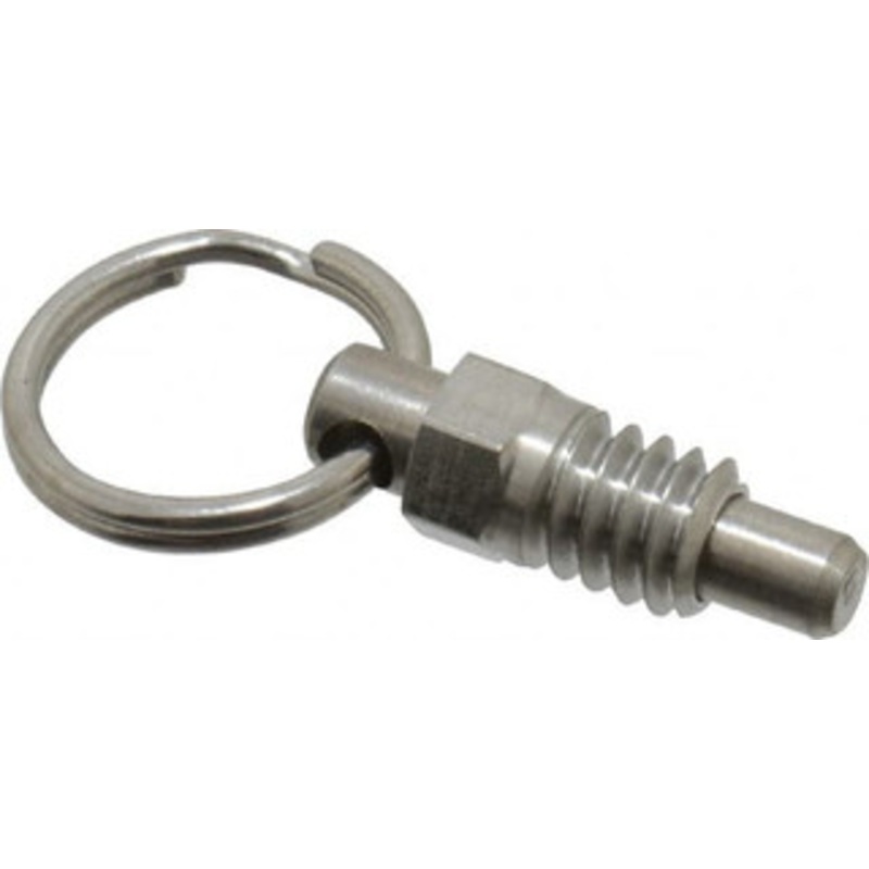 Vlier 1/4-20, 0.31 Thread Length, 0.16 Plunger Diam, 0.19 Plunger Projection, 0.5 Lb Init to 2 Lb Final End Force, Stainless Steel Pull Ring Plunger 0.31 Len Under Head, 0.44 Body Len, 0.62 Ring Diam, 0.62 Plunger Len SPRSN250 – 62124664