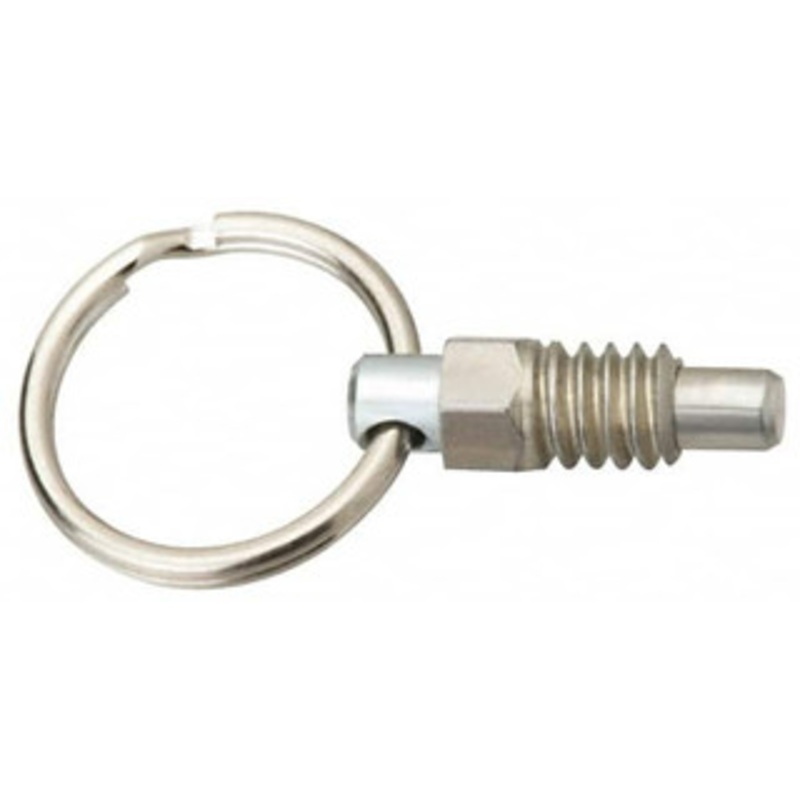 Vlier M6x1.0, 0.31 Thread Length, 0.16 Plunger Diam, 0.19 Plunger Projection, 0.5 Lb Init to 2 Lb Final End Force, Steel Pull Ring Plunger 0.31 Len Under Head, 0.44 Body Len, 3/4 Ring Diam, 0.62 Plunger Len, 6mm Hex PRSNM6 – 87882015