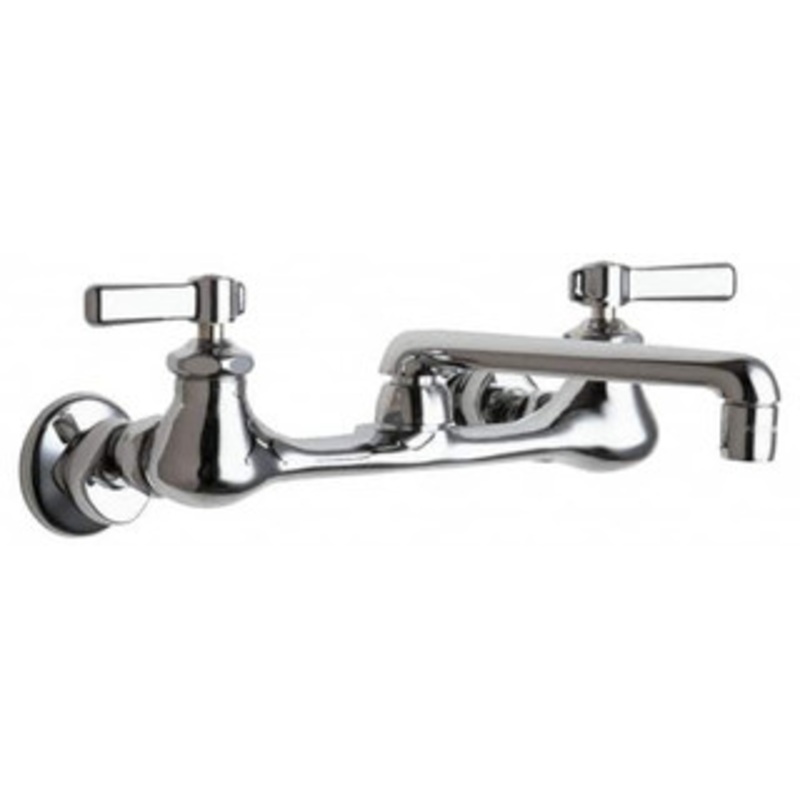 Chicago Faucets Wall Mount, Swing Spout Service Sink Faucet Two Handle, Lever Handle, 6 Cast Spout, No Drain 540-LDABCP – 40865354
