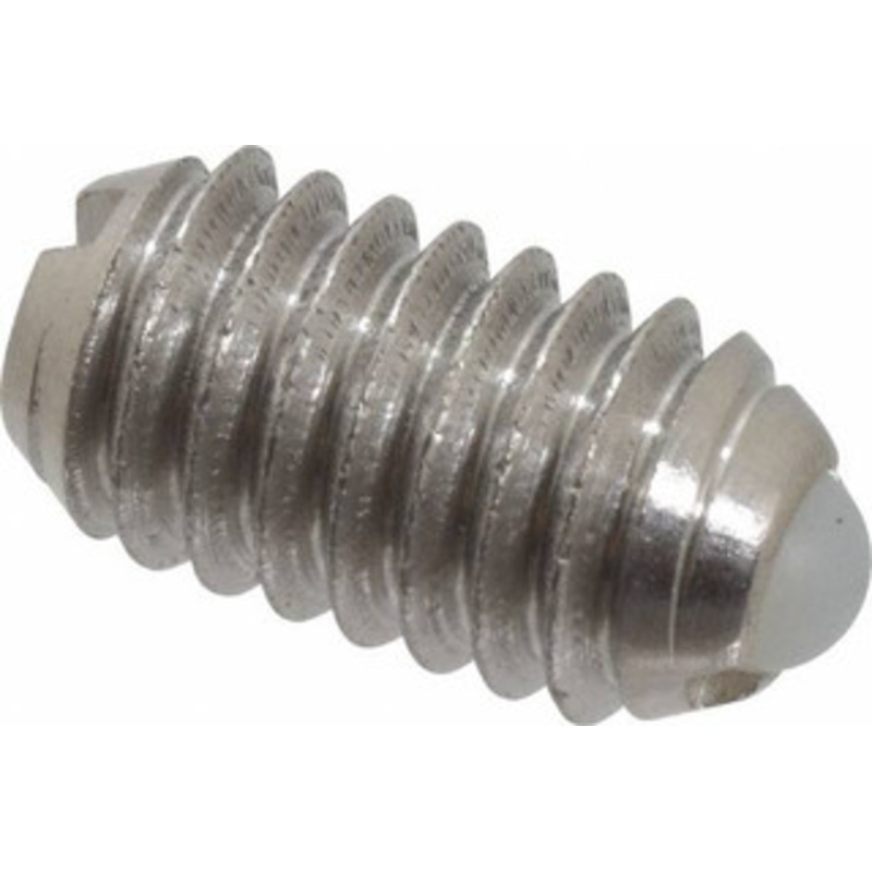 Vlier 5/16-18, 0.156 Ball Diam, 0.578 Body Length, 0.04 Max Ball Reach, Threaded Ball Plunger Stainless Steel Body, Nylon Ball, 2 Lb Initial End Force, 4.25 Lb Final End Force DSSBL56 – 62123146