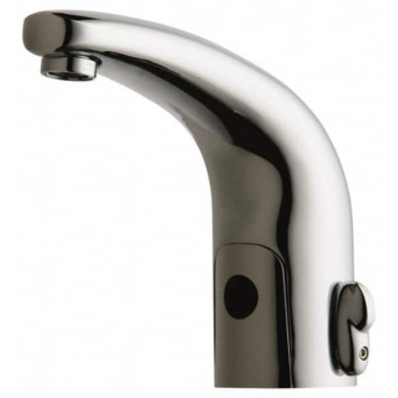 Chicago Faucets Chrome Deck Mounted Single Hole Electronic User Adjustable Temperature Control Mixer Faucet Powered by 6 VAC, Traditional Spout 116.221.AB.1 – 91215400