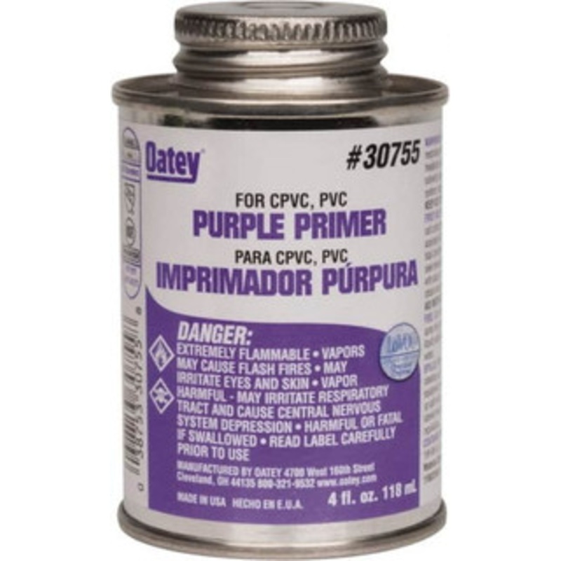 Oatey 4 oz All Purpose Primer/Cleaner Purple, Use with PVC & CPVC 30755 – 37036100