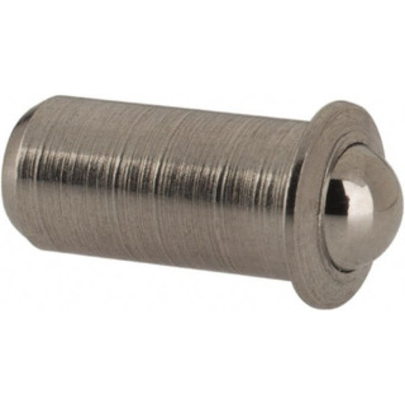 Vlier 0.0394 Body Length x 3/16 Body Diam, 2 Lb Init to 5 Lb Final End Force, Stainless Steel Press Fit Ball Plunger 5/32 Ball Diam, 0.058 Max Ball Reach, 0.04 Flange Thickness SPFB52 – 62123385