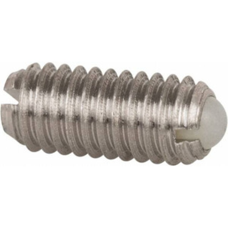 Vlier M4x0.7, 2.5mm Ball Diam, 9mm Body Length, 0.81mm Max Ball Reach, Threaded Ball Plunger Stainless Steel Body, Nylon Ball, 0.9 Lb Initial End Force, 2.25 Lb Final End Force DSBM4 – 04400156