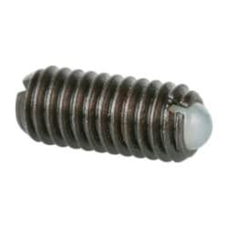 Vlier M4x0.7, 2.5mm Ball Diam, 9mm Body Length, 0.81mm Max Ball Reach, Threaded Ball Plunger Steel Body, Nylon Ball, 0.9 Lb Initial End Force, 2.25 Lb Final End Force DBM4A – 04399895