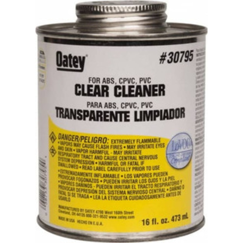 Oatey 16 oz All-Purpose Cleaner Clear, Use with ABS, PVC & CPVC For All Diameters 30795 – 37035946