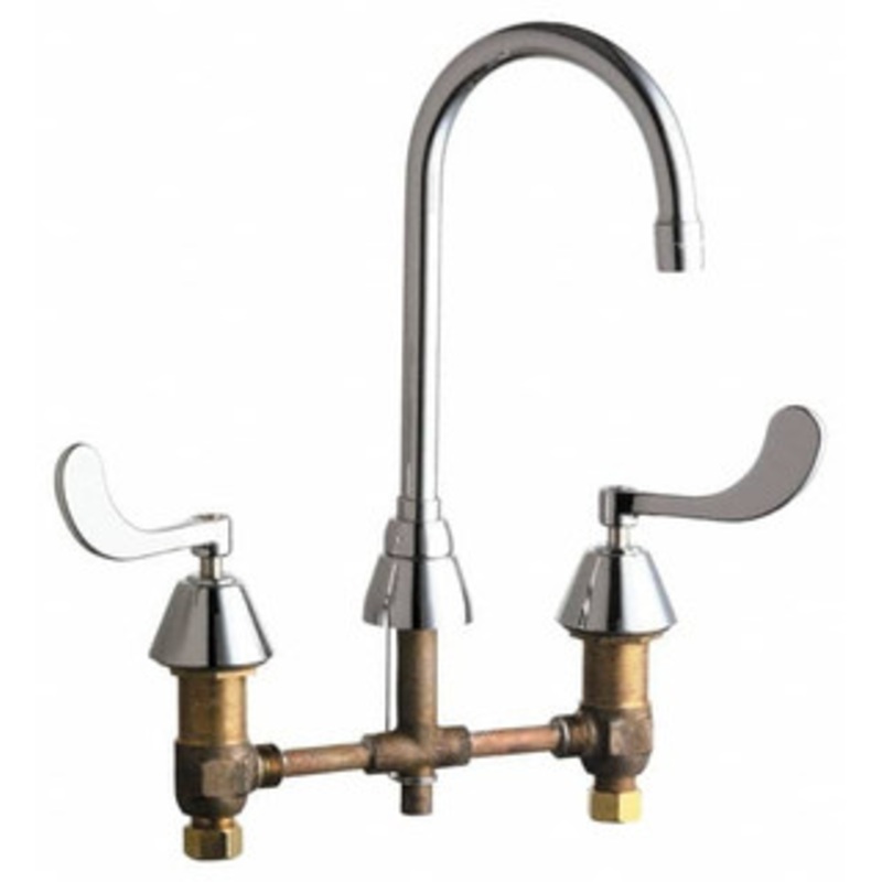 Chicago Faucets Wrist Blade Handle, Wide Spread Bathroom Faucet Two Handle, No Drain, Gooseneck Spout 786-E3ABCP – 91216093