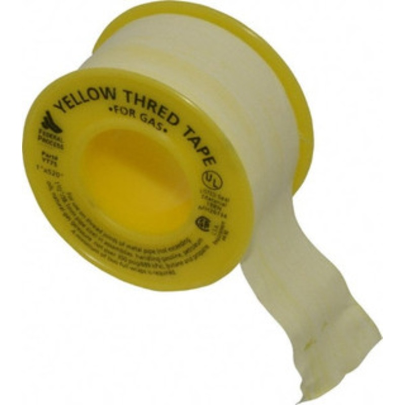 Federal Process 1 Wide x 520 Long Gas Pipe Repair Tape 3.8 mil Thick, -450 to 550F, Yellow YT75 – 82722612