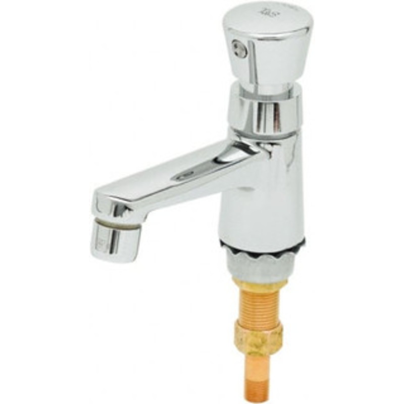 T&S Brass Push Button Handle, Deck Mounted Bathroom Faucet Metering Faucet, No Drain, Standard Spout B-0712 – 32072357