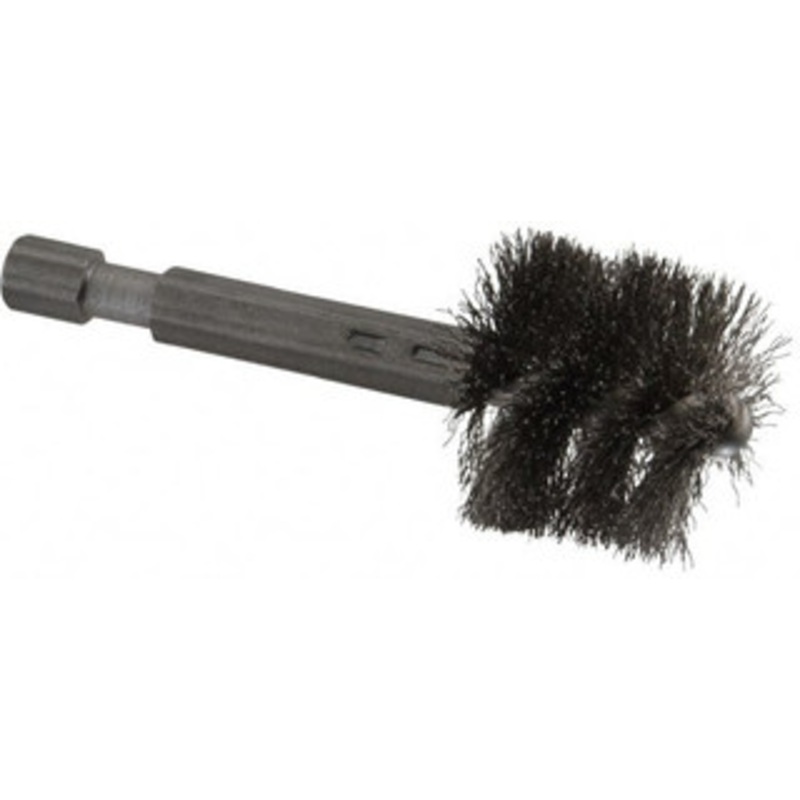 Made in USA 7/8 Inch Inside Diameter, 1 Inch Actual Brush Diameter, Stainless Steel, Power Fitting and Cleaning Brush 1/4 Shank Diameter, 2-3/4 Inch Long, Hex Shaft Stem 09-660014-HS – 03715604