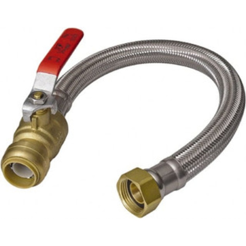 SharkBite 1/2 Push to Connect Inlet, 3/4 FIP Outlet, Braided Stainless Steel Flexible Connector Stainless Steel, Use with Water Air Connectors U3068FLEX18BVLF – 33278748