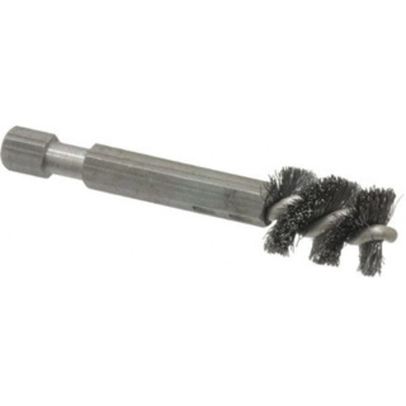 Made in USA 3/8 Inch Inside Diameter, 1/2 Inch Actual Brush Diameter, Carbon Steel, Power Fitting and Cleaning Brush 1/4 Shank Diameter, 2-3/4 Inch Long, Hex Shaft Stem 09-660006-H – 03715638