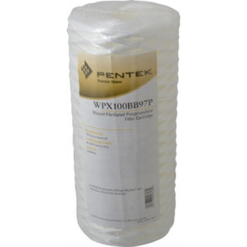 Pentair 4-1/2 OD, 100, Fibrillated Polypropylene String-Wound Cartridge Filter 9-7/8 Long, Reduces Sediments 355221-43 – 07606759