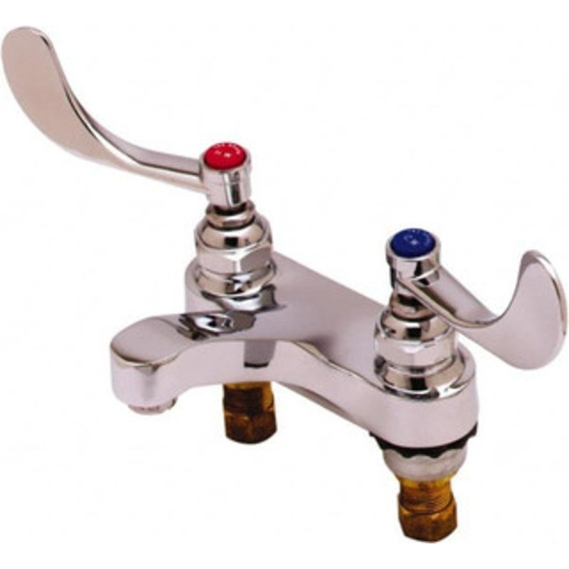 T&S Brass Faucet Mount, Deck Mount Faucet without Spray Two Handle, Wrist Blade Handle, Cast Basin Spout, No Drain B-0890 – 32074106
