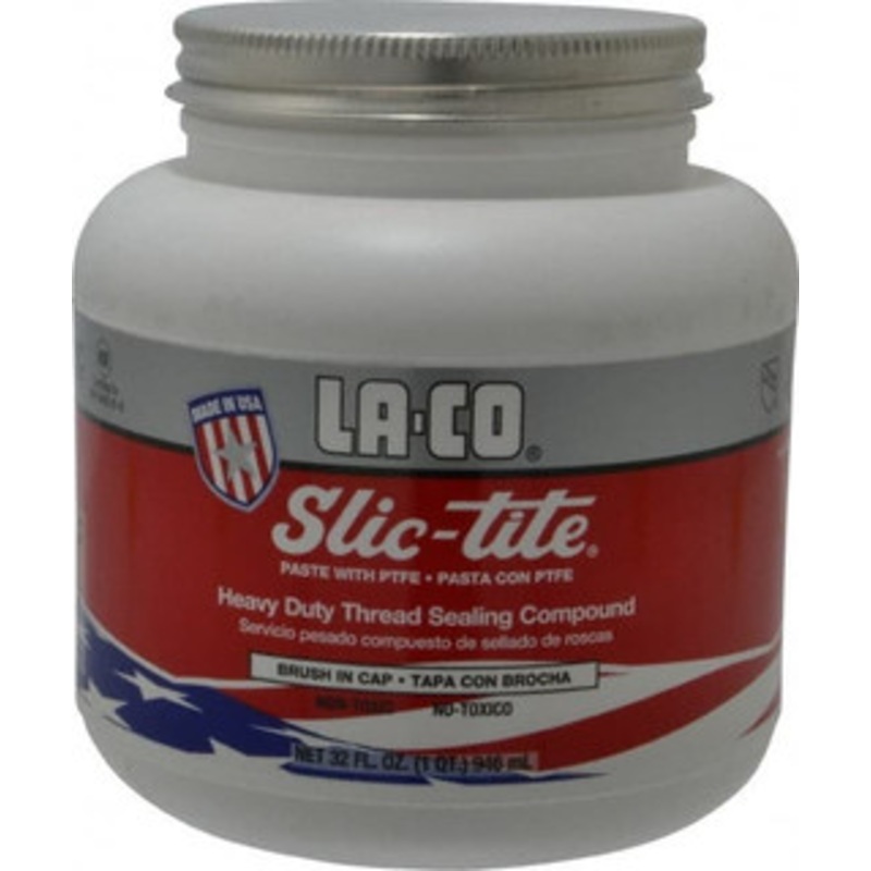 LA-CO 1 Qt Brush Top Can White Thread Sealant Paste with PTFE, 500F Max Working Temp, For Metal, PVC, CPVC & ABS Plastic Pipe Threads 42049 – 06900492
