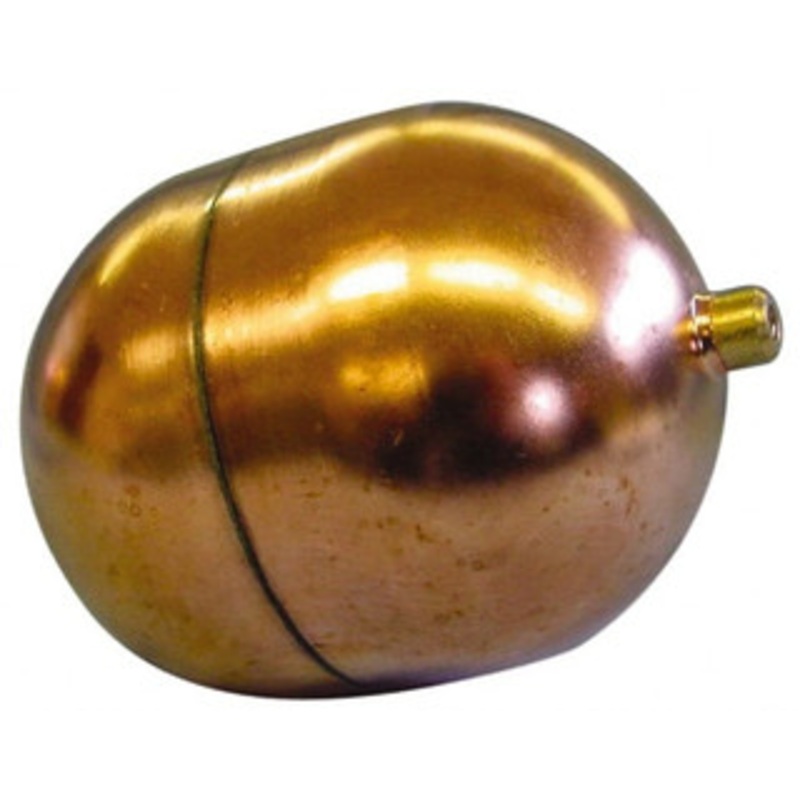 Made in USA 4 Diam x 5 Long, Oblong, Round Spud Connection, Metal Float 1/4-20 Thread, Copper, 25 Max psi, 21 Gauge OC4X521C – 07429004