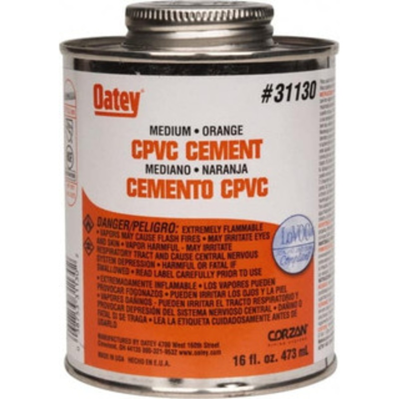 Oatey 16 oz Medium Bodied Cement Orange, Use with CPVC & CTS up to 6 Diam 31130 – 37036092