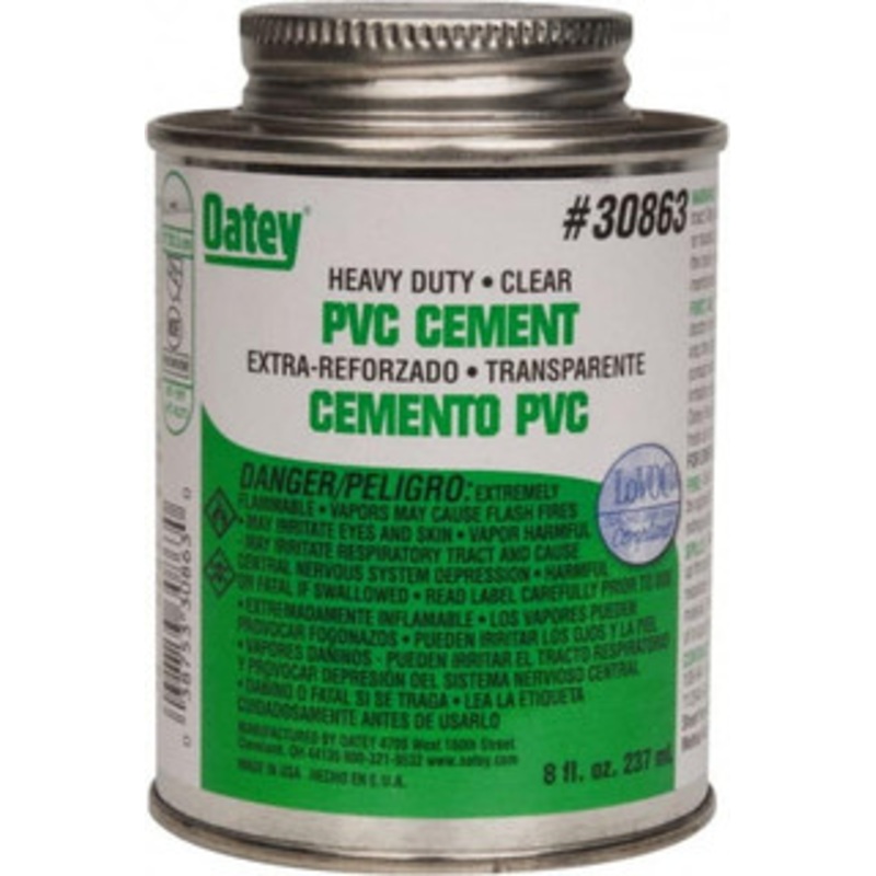 Oatey 8 oz Heavy Duty Cement Clear, Use with PVC up to 12 Diam 30863 – 37036035